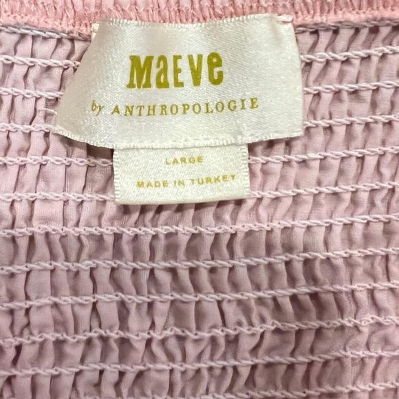 Anthropologie Maeve Puff-Sleeve Pink Cotton Mini Dress - Picture 6 of 6